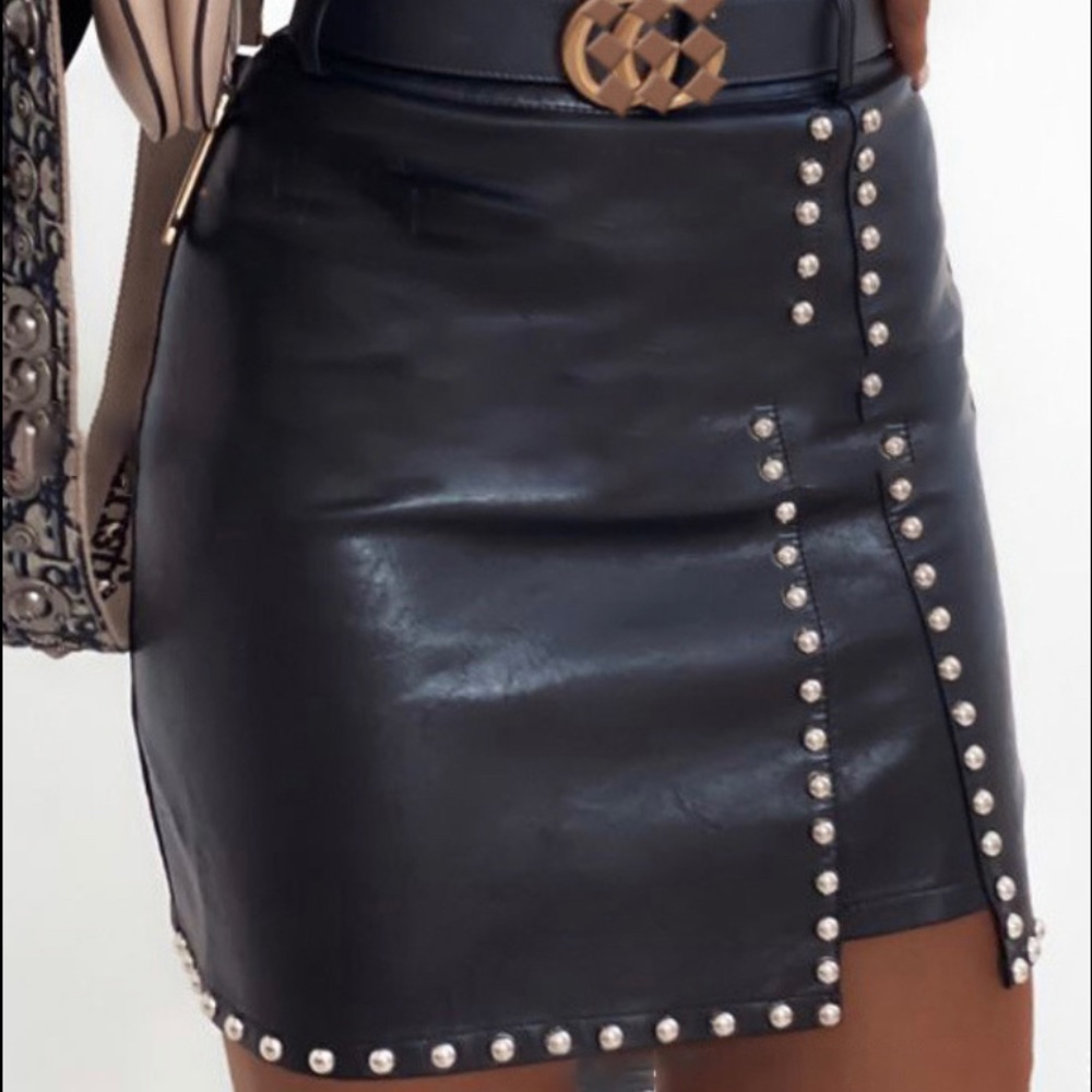 Studded Leather Pu skirt